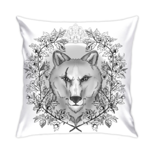 Подушка с принтом Волк