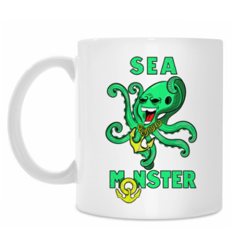 Кружка с принтом Крутой осьминог , гроза морей и океанов.