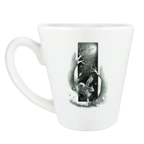 Чашка Латте с принтом Cat and Fireflies