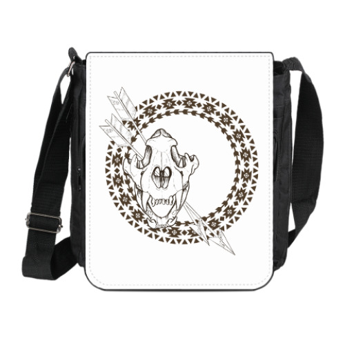 Сумка на плечо (мини-планшет) с принтом по следам индейцев