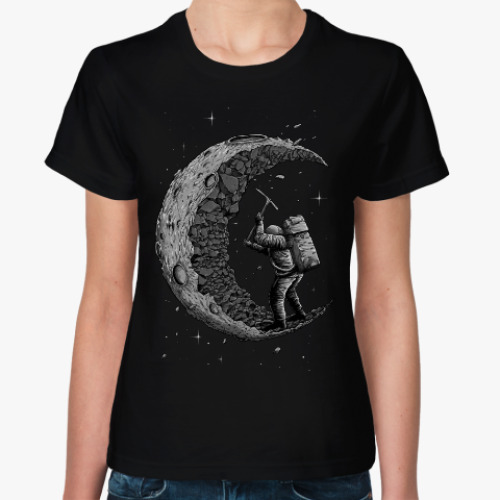 Женская футболка с принтом Moon worker космонавт на луне