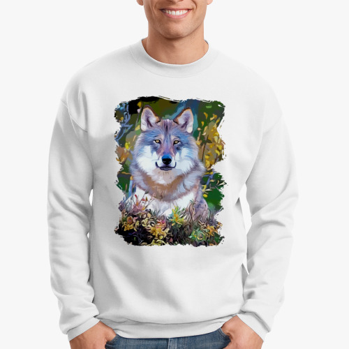 Свитшот с принтом Волк. Цветной принт