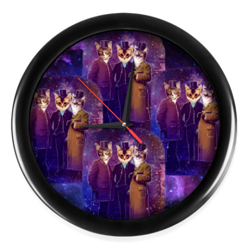 Настенные часы с принтом Три космических кота