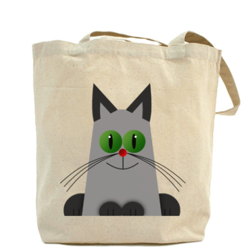 Сумка шоппер с принтом Зеленоглазый котик