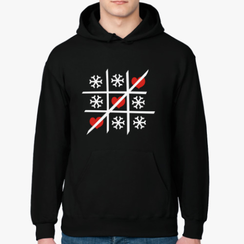 Толстовка худи с принтом Крестики-нолики