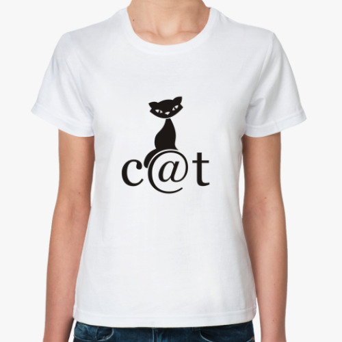 Классическая футболка с принтом 'Сat'