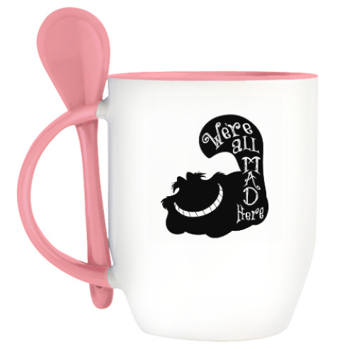 Кружка с ложкой Алиса в стране чудес/ Alice in wonderland