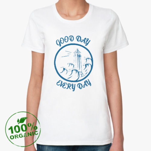 Женская футболка из органик-хлопка маяк и море