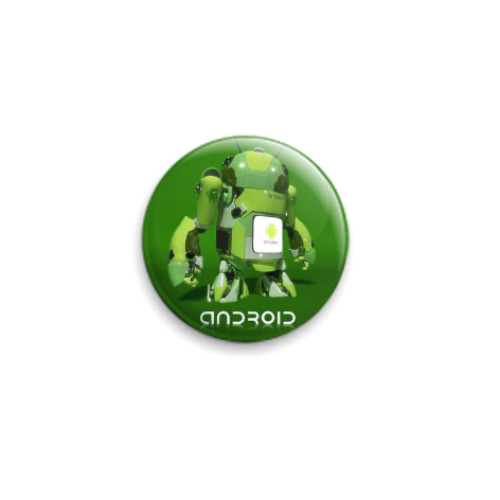Значок 25мм с принтом android киборг