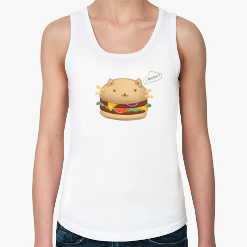 Женская майка с принтом Кот бургер
