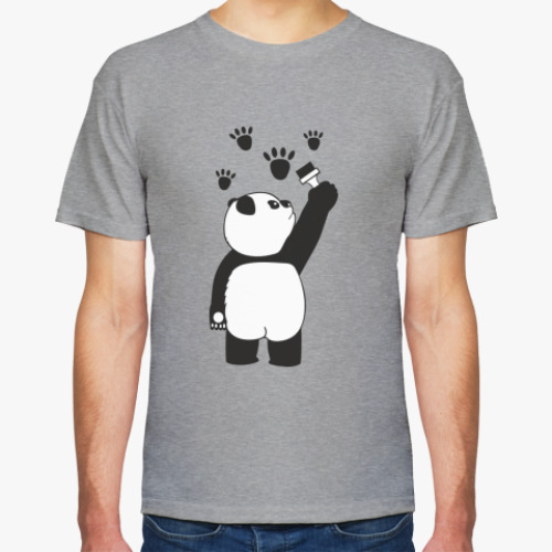 Футболка с принтом Панда рисует следы