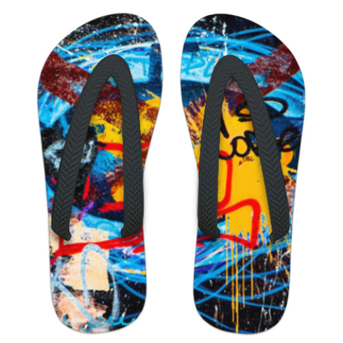 Шлепанцы (сланцы) с принтом Graffiti boom