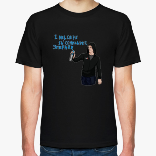 Футболка с принтом I believe in commander Shepard (paragon)