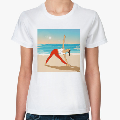 Классическая футболка Йога на закате