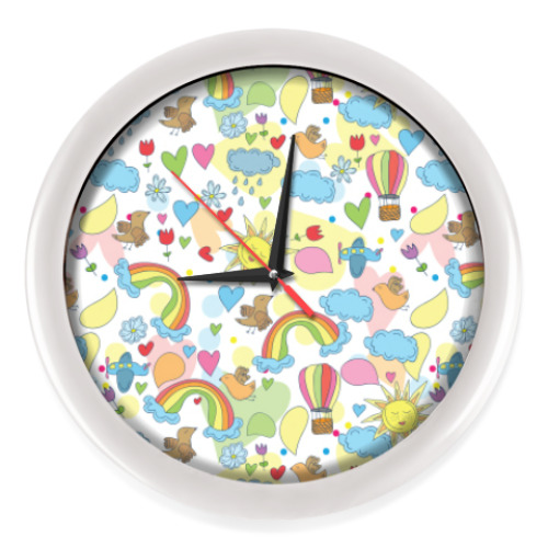 Настенные часы с принтом Летний узор