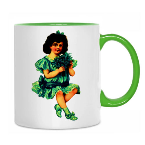 Кружка с принтом Девочка с букетом