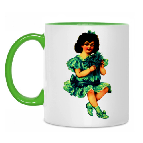 Кружка с принтом Девочка с букетом