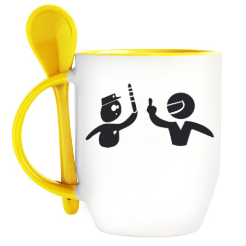 Кружка с ложкой с принтом ГИБДД и водитель