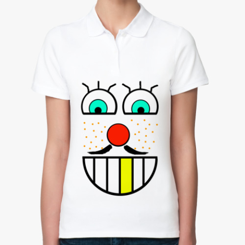 Женская рубашка поло (печать) с принтом 'Рожица'