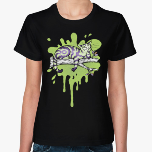 Женская футболка с принтом Чеширский кот
