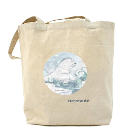 Сумка шоппер с принтом Белый медведь