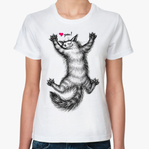 Классическая футболка с принтом Ласковый и нежный зверь