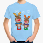 Детская классическая футболка Олени с шарфами