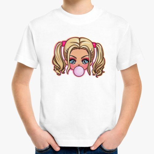 Детская футболка с принтом Девочка с жвачкой
