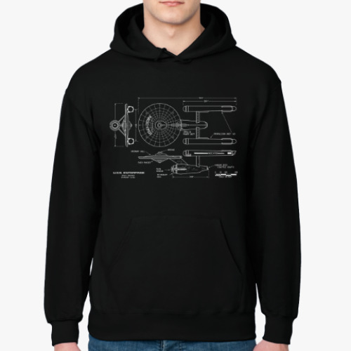 Толстовка худи с принтом Схема USS Enterprise Star Trek