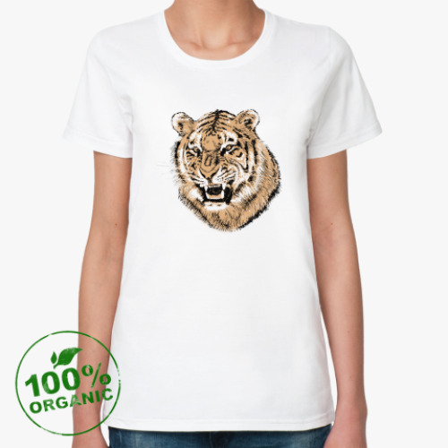 Женская футболка из органик-хлопка с принтом Тигр