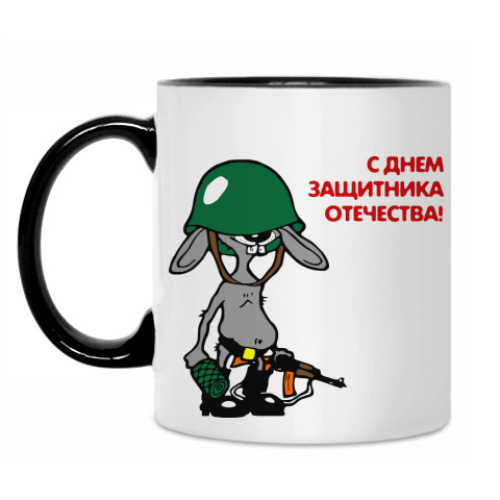 Кружка заяц в каске