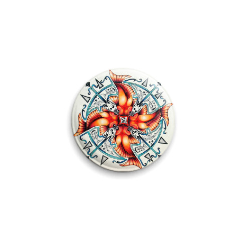 Значок 25мм Рыбы-калейдоскоп