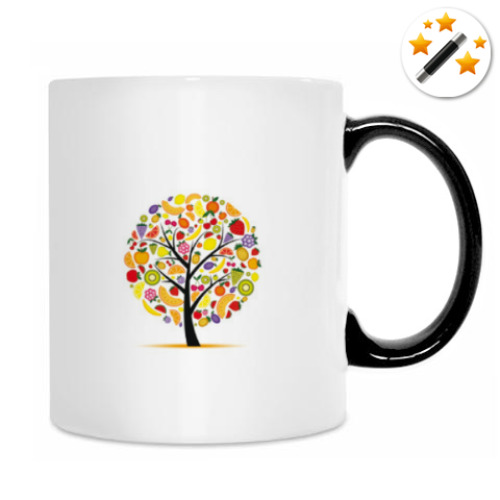 Кружка-хамелеон с принтом дерево