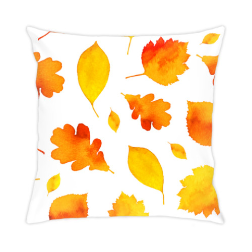 Подушка с принтом Акварельная осень