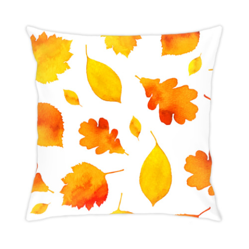 Подушка с принтом Акварельная осень