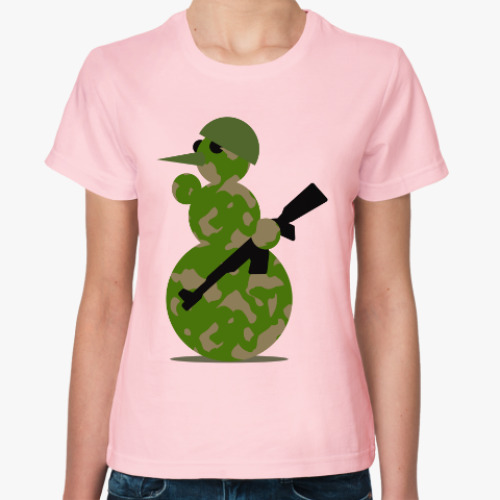 Женская футболка Военный снеговик