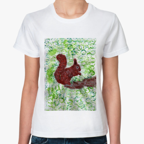 Классическая футболка с принтом Белочка