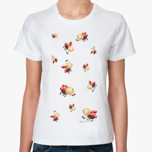 Классическая футболка с принтом Коровки