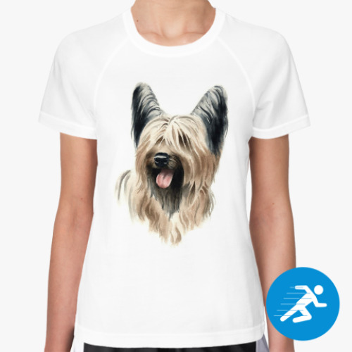Женская спортивная футболка с принтом Йоркширский терьер