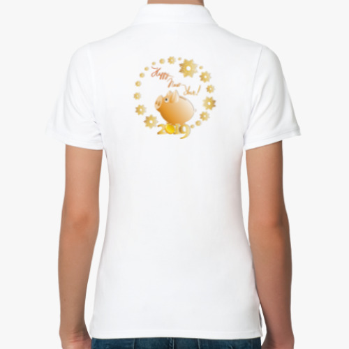 Женская рубашка поло (печать) с принтом Свинка-копилка