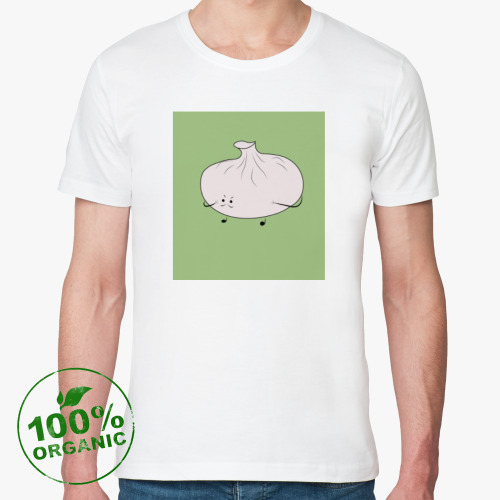 Футболка из органик-хлопка с принтом Недовольный грузинский хинкалик