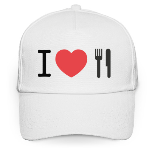 Кепка бейсболка с принтом Я люблю есть