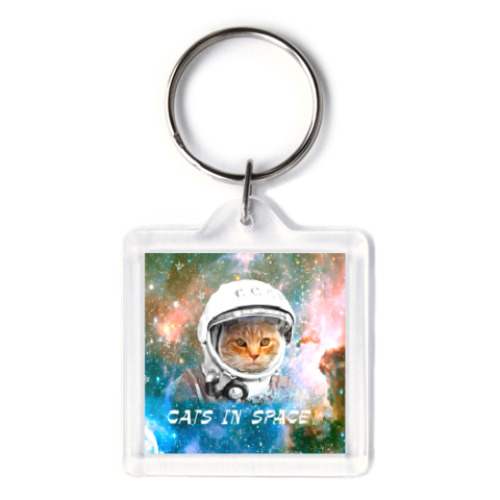 Брелок с принтом котейка космонавт