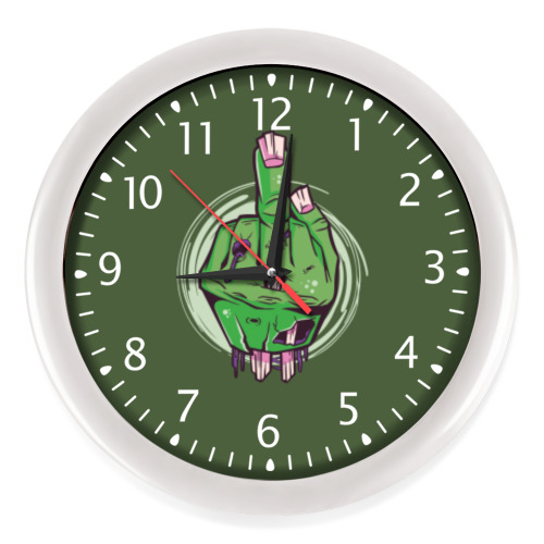 Настенные часы с принтом Средний палец мертвеца