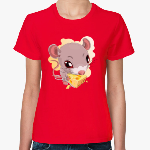 Женская футболка Крыса с сыром