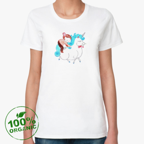 Женская футболка из органик-хлопка Маленький Доктор на единороге