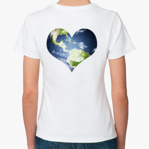 Классическая футболка с принтом I love my Planet!