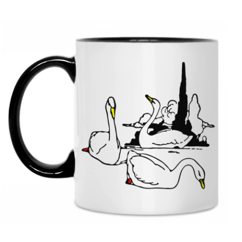 Кружка с принтом Лебеди