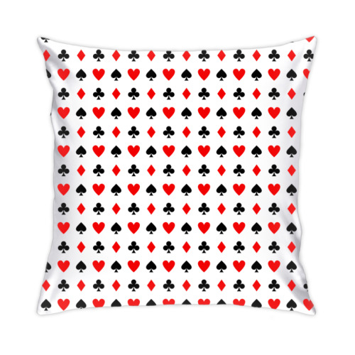Подушка с принтом Игральные карточные масти. Стиль Казино
