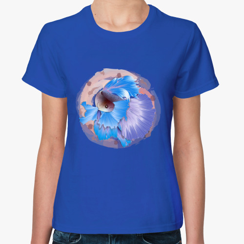 Женская футболка с принтом Сиамская боевая рыбка